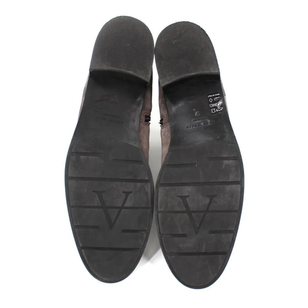 Aquatalia Oribella Grey Suede Leather Side Zip Chelsea Boots 12 Black Heel Shoes